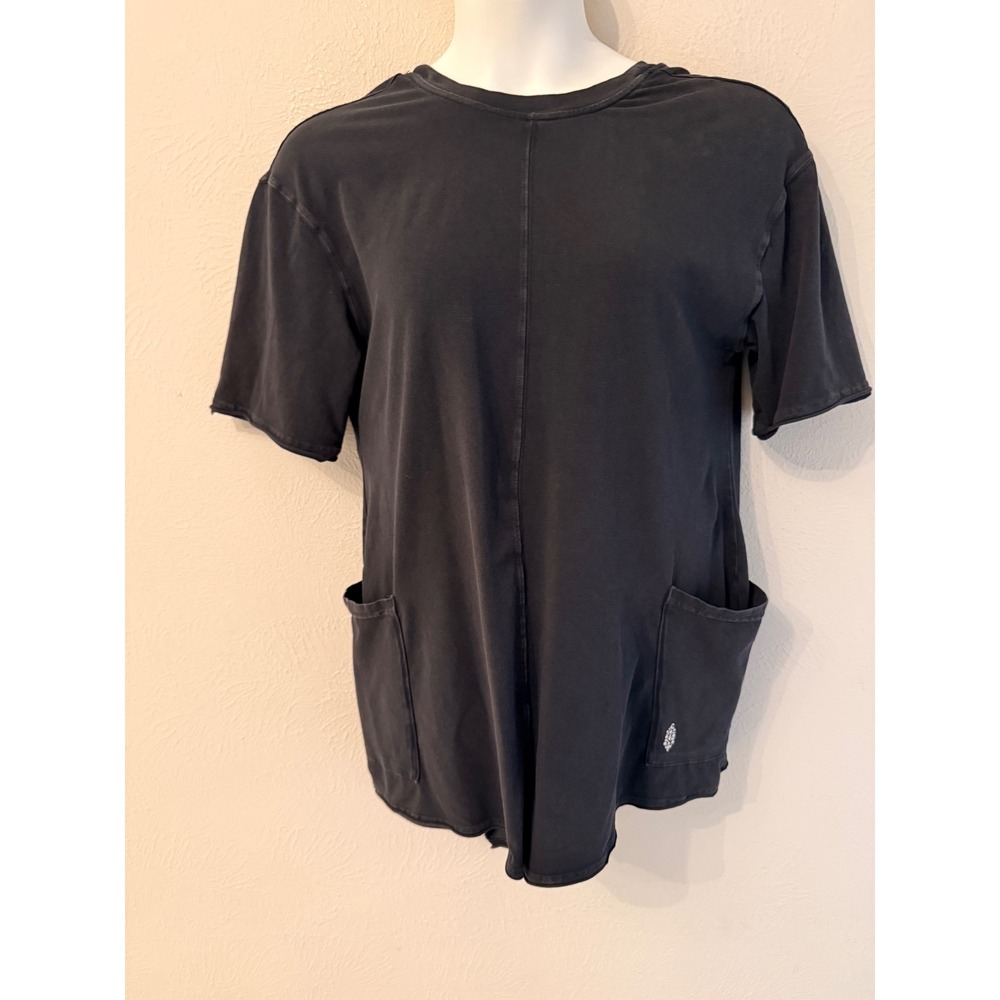 Free People FP Movement V-Back Hot Shot Tee Romper Faded Black Small